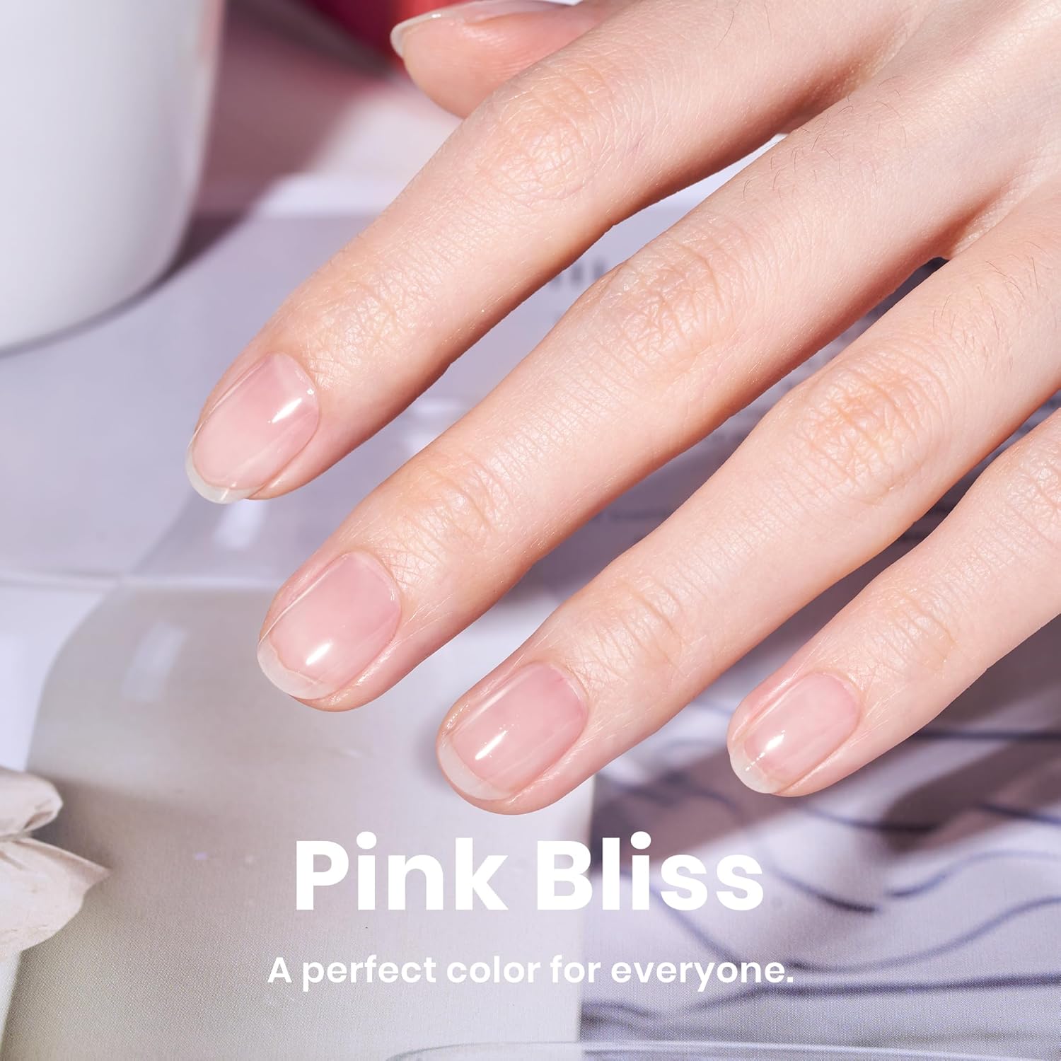 Beetles Nail Strengthener - Clear Pink Nail Concealer Fast Air Dry Clear Air Dry Nail Growth for Damaged Uneven Nails Fingernail Polish for Pink Bliss Nail Art Manicure Salon Quality-Velvo Beauty