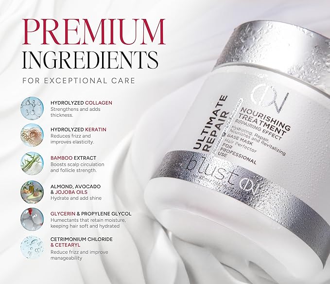 Ultimate Repair Mask with Collagen & Keratin for Damaged Hair - Hydration Deep Treatment for Dry Hair - Frizz Control & Nourishment Mask with Bamboo & Avocado Oil 500Ml-Velvo Beauty