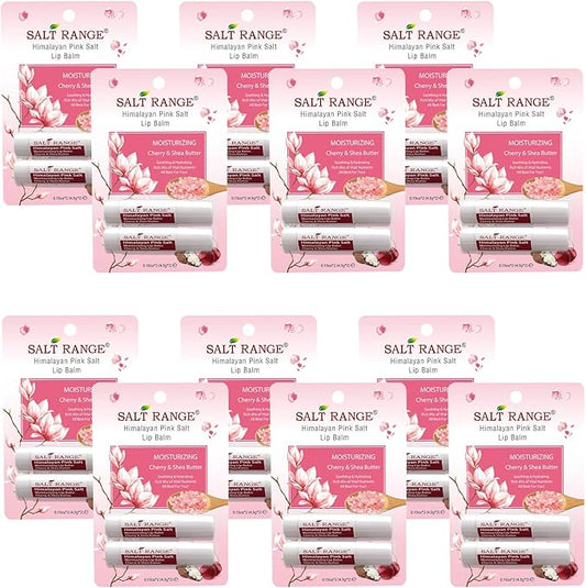 Salt Range Lip Balm, Formulated with Cherry & Shea Butter, Lip Moisturizer, Soothing and Hydrating, Deep Nourishing, Organic Chapstick - 12 Count (24 Pieces)-Velvo Beauty