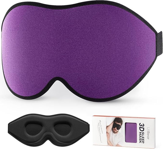 LitBear Sleep Mask for Side Sleeper Women Men, Eye Mask for Sleeping Light Blocking, 3D Contoured Cup Sleeping Mask, Soft Breathable Sleep Eye Mask with Adjustable Elastic Strap for Flight Nap-Velvo Beauty