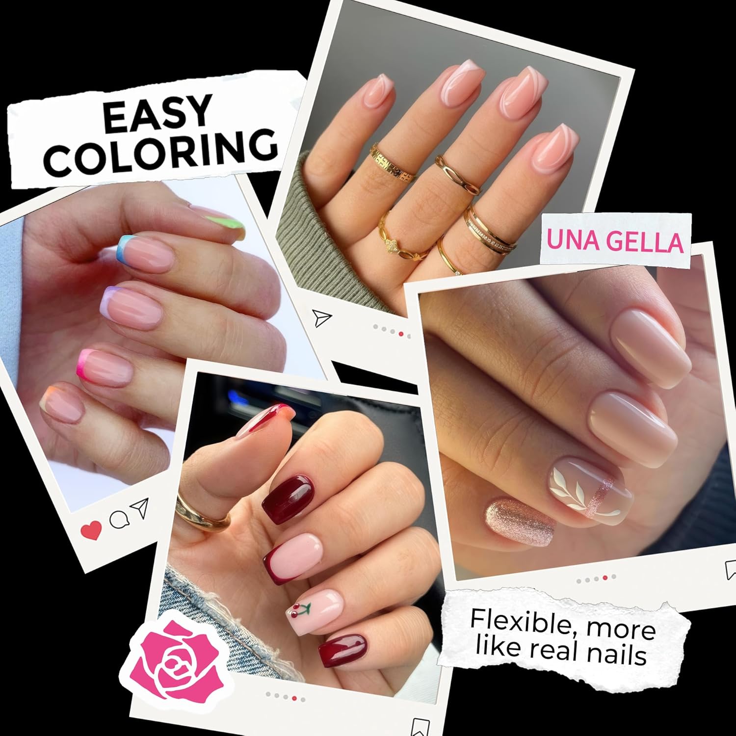 UNA GELLA Short Square Gel Nail Tips 216pcs Short Square Press on Nails Pre-shape Fake Nails for Full Cover Acrylic Nails False Nails For Nail Extension Home DIY Nail Salon 12 Sizes Gelly Tips-Velvo Beauty