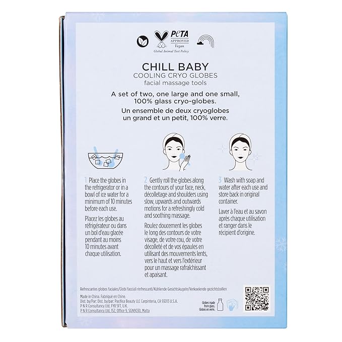 Pacifica Ice Roller Cryo Globes – Cooling Glass Facial Massager for Face, Eyes & Neck – Cold Therapy Beauty Tool for Puffy Eyes, Dark Circles, Redness, Wrinkles – Skin Care Gift for Women & Men-Velvo Beauty