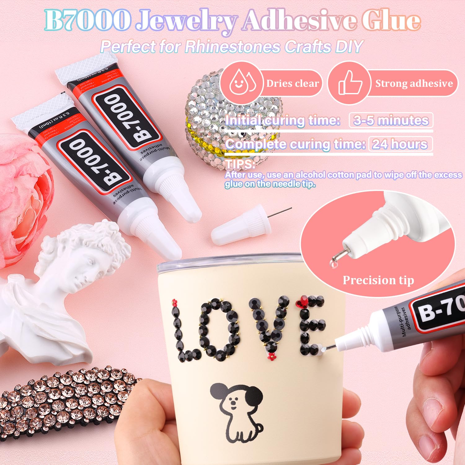 30000Pcs Resin Black Rhinestones for Bedazzling Crafting with b7000 Jewelry Glue, Bulk Flatback Gems Bedazzler Kit for Crafts Clothes Shoes Fabric Nail Diamond Art, Assorted Size 2/3/4/5/6mm-Velvo Beauty