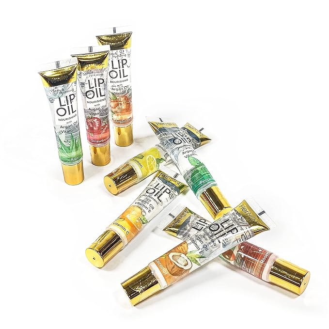 HerMINE Hydrating Lip Oil with Argan oil & Vitamin E Clear Long Lasting Nourishing Lip Oils Moisturizing Gel Multi-Packs Softening Clear Oil-Velvo Beauty