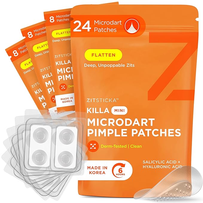 ZitSticka Killa Pimple Patches for Face - World's Most Potent Pimple Patch with Fast-Acting Microdarts - Starts Working within 26 Hours for Deep, Early-Stage Zits - Mini 24 Count-Velvo Beauty