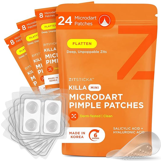 ZitSticka Killa Pimple Patches for Face - World's Most Potent Pimple Patch with Fast-Acting Microdarts - Starts Working within 26 Hours for Deep, Early-Stage Zits - Mini 24 Count-Velvo Beauty
