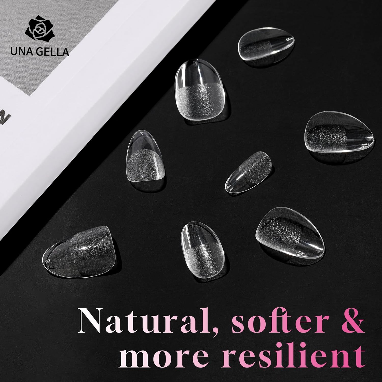 UNA GELLA Extra Short Almond Nail Tips, 312pcs XS Gel Nail Tips Almond Pre-Shaped Half Matte Full Cover No Need File Clear Fake Nails for Nails Extension Home DIY Salon 12 Sizes-Velvo Beauty