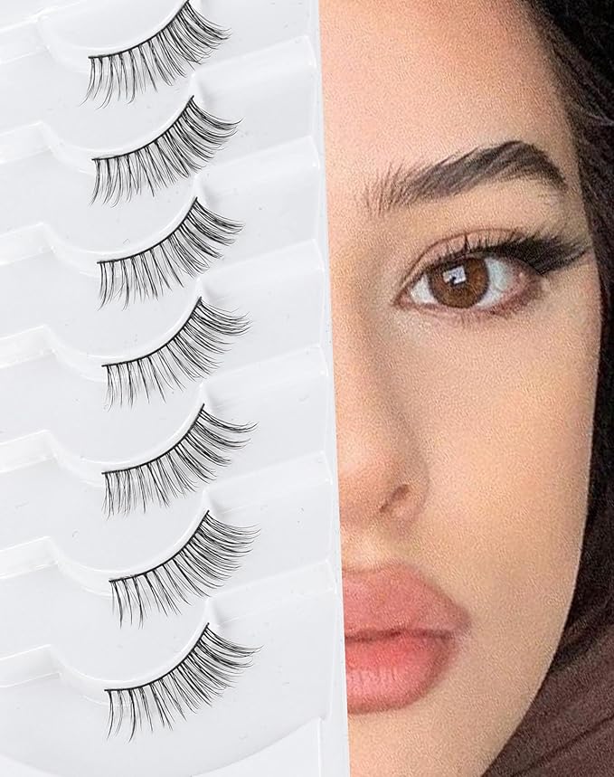 3/4 Lashes Half Natural Wispy Eyelashes Flared Corner Eyelashes False CatEye Lash Half Small Eyelash 7 Pairs D47-Velvo Beauty