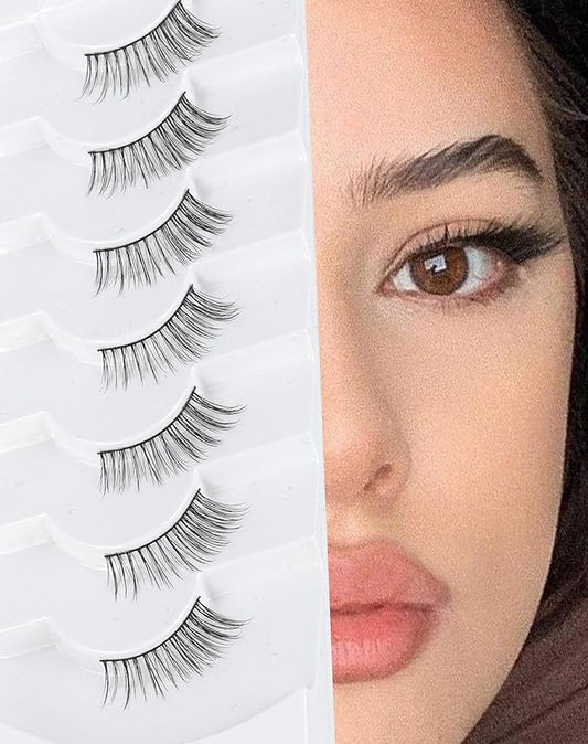 3/4 Lashes Half Natural Wispy Eyelashes Flared Corner Eyelashes False CatEye Lash Half Small Eyelash 7 Pairs D47-Velvo Beauty