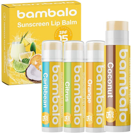 4-Pack Tropical Variety SPF 15 Lip Balm - Organic Ingredients, Broad Spectrum UVA/UVB Protection - Hydrating & Moisturizing, USA Made-Velvo Beauty