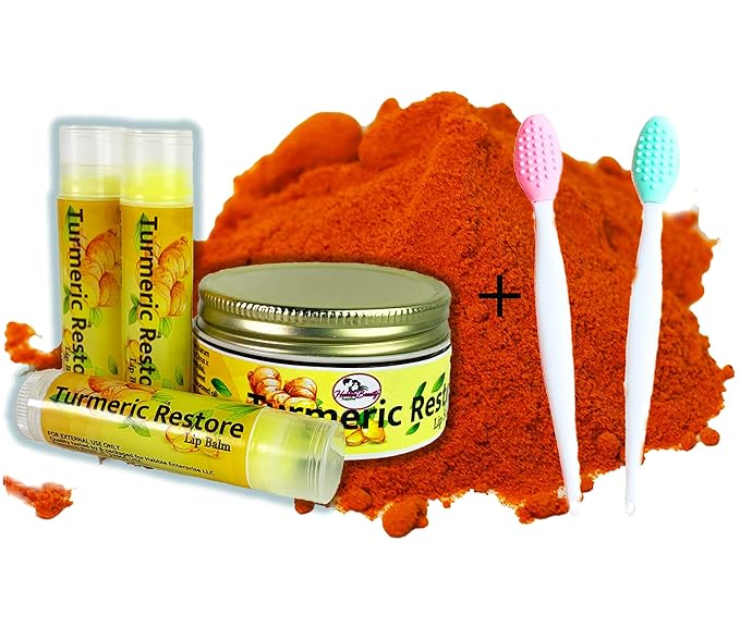 Turmeric Lip balm (3 Pack) | Natural Lip Balm | Organic Lip Balm | Natural Lip Balm | Lip Moisturizer | 100% Natural Ingredients | Habbie Beauty Supplies (5 Pack)-Velvo Beauty