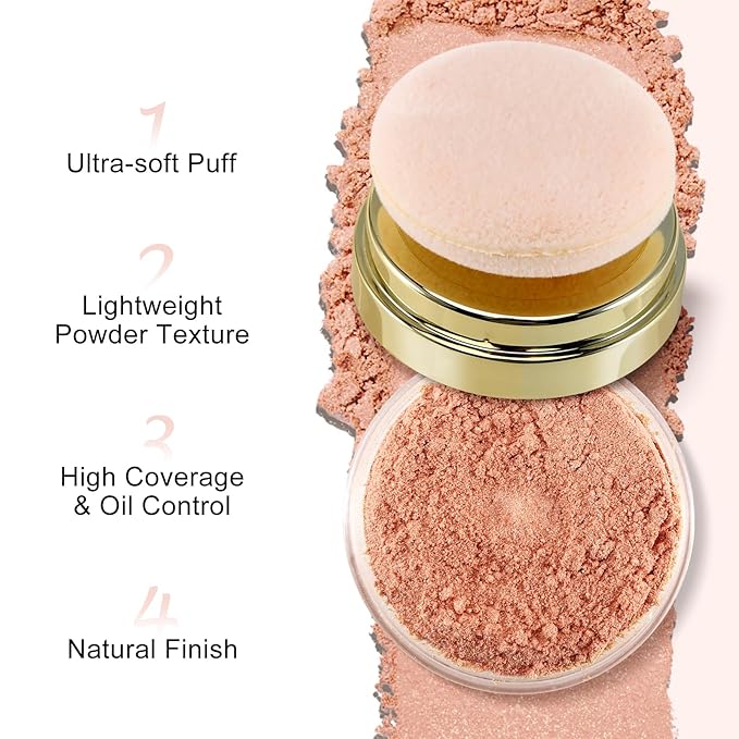 Boobeen Setting Powder, Lightweight Oil Control Loose Setting Powder, Full Coverage Finishing Powder For a Matte Flawless Look, Pressed Face Powder Makeup to Reduce Shine, Long Lasting-Velvo Beauty