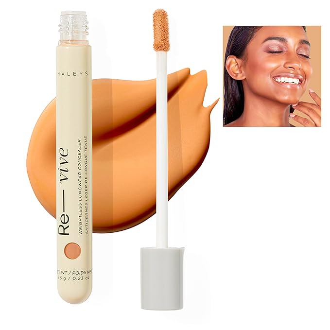HALEYS Weightless Longwear Concealer (Medium Dark - Cool), Re-vive, Medium to Full Coverage, Gripping Concealer, All-Day Wear, Spot Concealing, Brightens, Streak-free, Light-diffusing, V+CF-Velvo Beauty