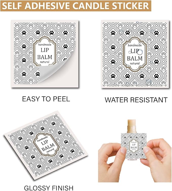 CRASPIRE 80Pcs 8 Styles Lip Balm Sticker Vintage Pattern Self-Adhesive Homemade Lip Balm Labels Vintage Square DIY Label Stickers for Lip Balm Containers Cosmetics Lipsticks-Velvo Beauty