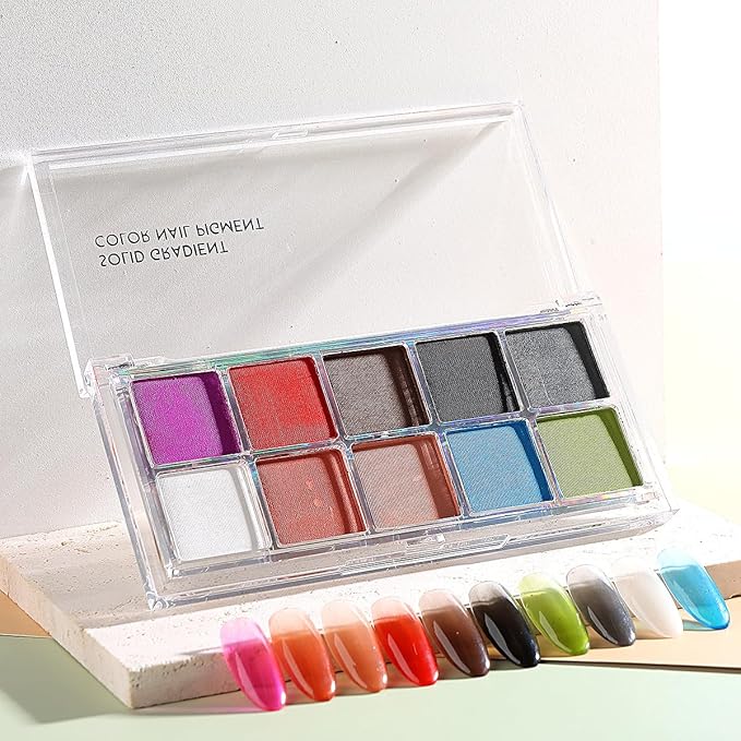 10 Colors Solid Neon Phosphor Nail Powder Set Fluorescent Gradient Iridescent Pigment Powder Glitter Dust Kit for Gel Polish Nail Art Decorations-Velvo Beauty