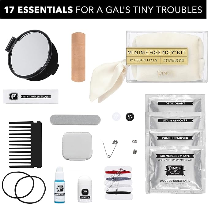 Pinch Provisions Velvet Minimergency Kit, for Her, Includes 17 Must-Have Emergency Essential Items, Compact, Multi-Functional Pouch, Gift for Parties and Birthdays-Velvo Beauty