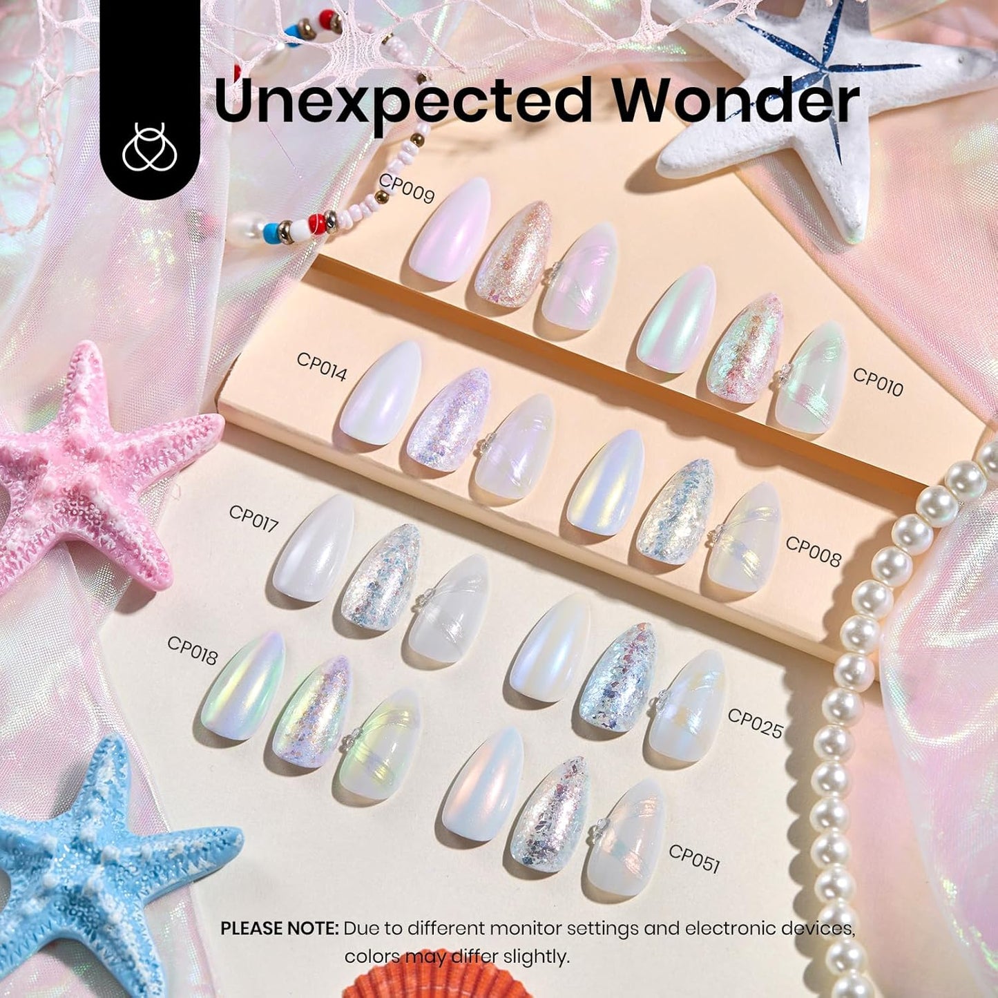 Beetles Chrome Nail Powder Metallic Mirror Effect, Holographic Aurora Mermaid Pearl Glitter, Chrome Powder for Gel Nails Manicure Nail Art Decoration 8 Colors 0.5g/Jar-Velvo Beauty