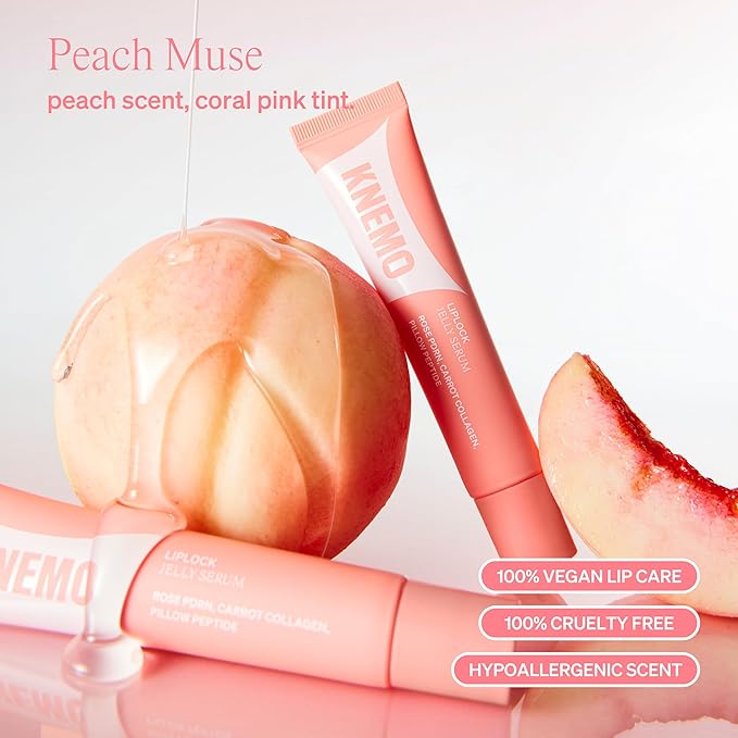 LipLock Jelly Serum for Dry Lips, Long-Lasting, Hydrating, Plumping, Glossy Mask with Rose PDRN, Carrot Collagen, Pillow Peptide, Moisturizing Tinted Lip Balm. (Peach Muse)-Velvo Beauty