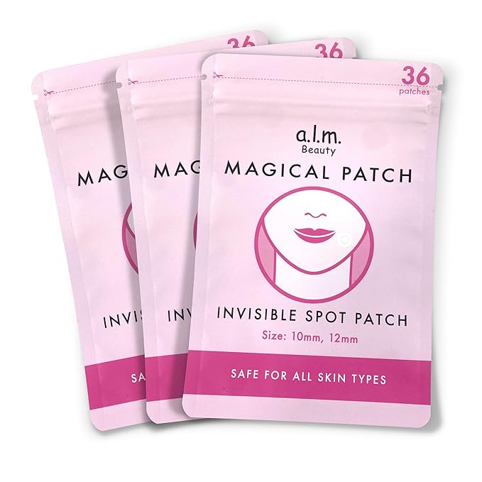 a.l.m. Magical Patch (3) Hydrocolloid pimple patches. These ultra thin & translucent hydrocolloid adhesive covers and absorb unwanted pimples. Parches Para Acne for skincare.-Velvo Beauty