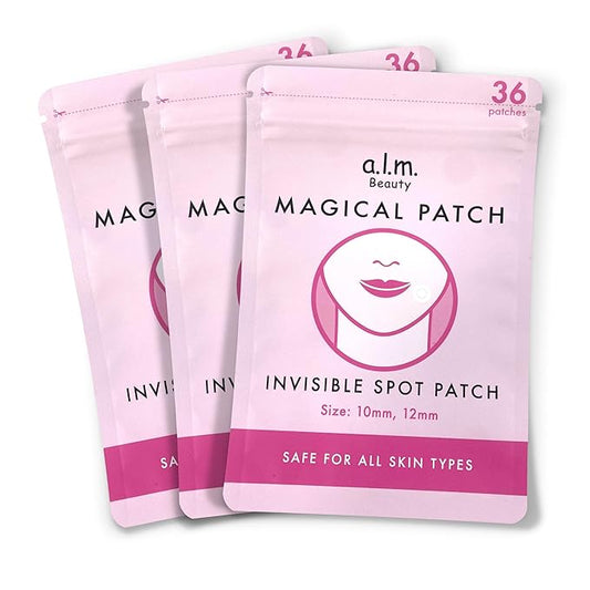 a.l.m. Magical Patch (3) Hydrocolloid pimple patches. These ultra thin & translucent hydrocolloid adhesive covers and absorb unwanted pimples. Parches Para Acne for skincare.-Velvo Beauty