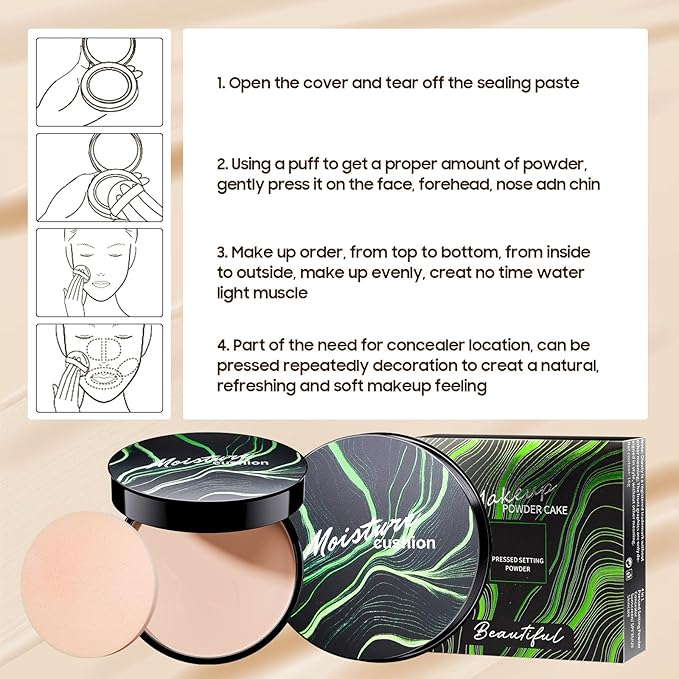 Face Setting Powder Makeup - Waterproof Long-Lasting Pressed Powder, Oil Control Finishing Powder Makeup, Smooth & Flawless, Poreless Matte Weightless for All Skin Types, Cruelty-free (Natural)-Velvo Beauty