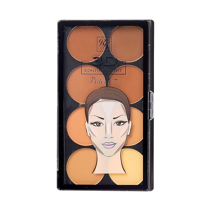 Ruby Kisses 3D Powder Contour Palette Medium Dark Define your cheekbones, perfect your nose, and sculpt your jawline-Velvo Beauty