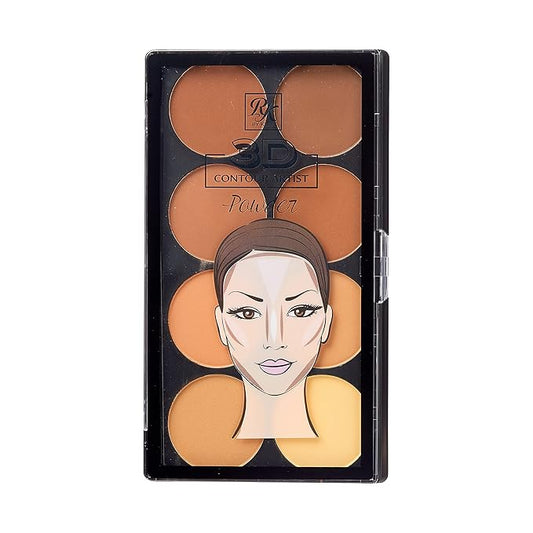 Ruby Kisses 3D Powder Contour Palette Medium Dark Define your cheekbones, perfect your nose, and sculpt your jawline-Velvo Beauty
