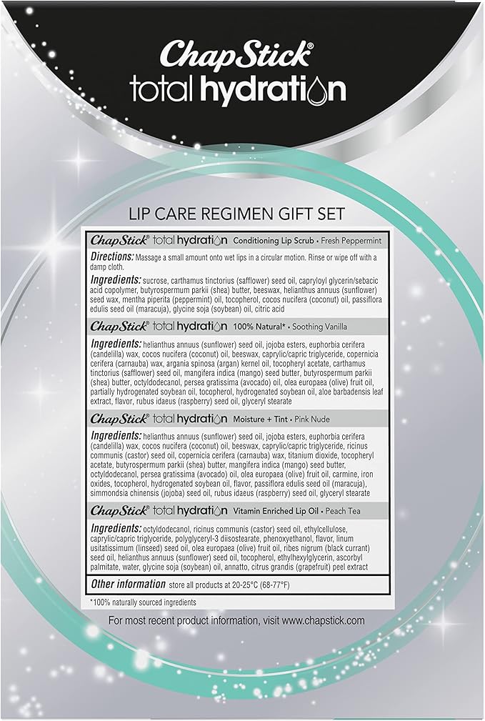 ChapStick Total Hydration Lip Kit Gift Set, Lip Moisturizer, Lip Scrub and Lip Balm Set - 4 Count-Velvo Beauty