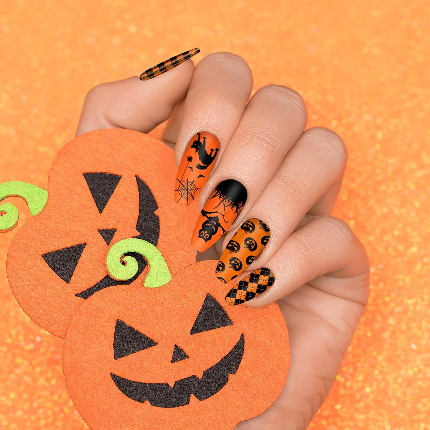 Whaline 10Pcs Halloween Nail Art Stamping Plate Kit Spooky Pumpkin Ghost Skull Plaid Design Nail Art Plate for Holiday DIY Print Manicure Salon-Velvo Beauty