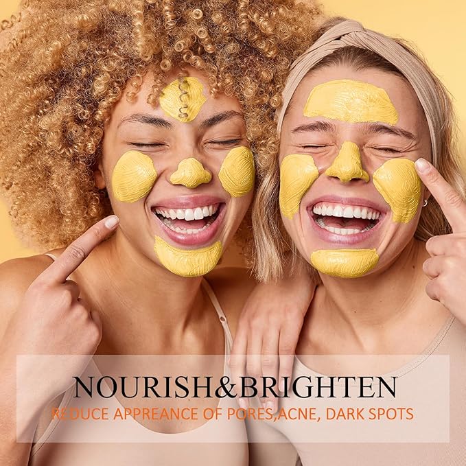 Vitamin C Face Mask with Kaolin Clay and Turmeric for Dark Spots, Dull Skin, Skincare Facial Mask for Controlling Oil and Refining Pores 5.29 Oz-Velvo Beauty