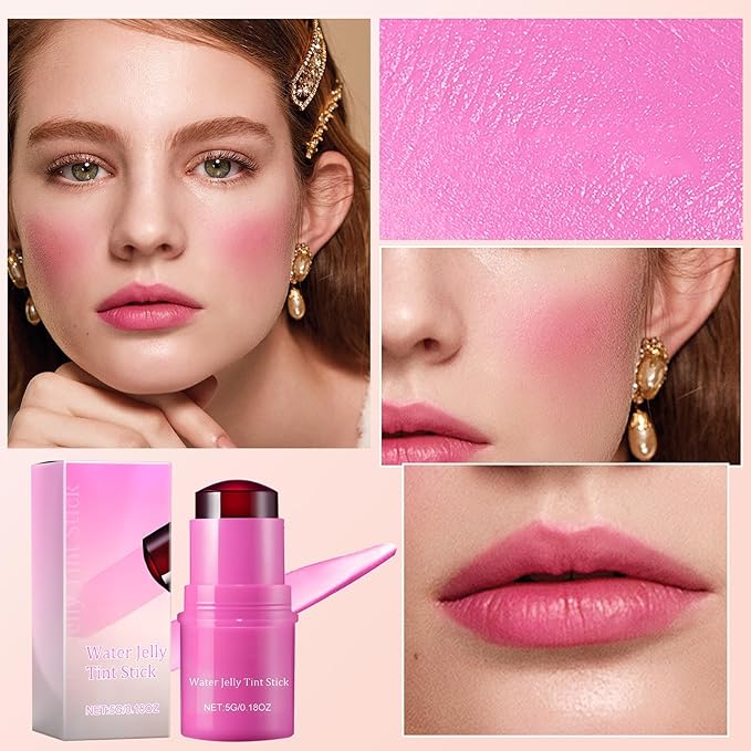 Milk Jelly Blush Cooling Water Jelly Tint, Milk Jelly Tint Jelly Blush Stick, Milk Lip And Cheek Stick, Sheer Lip & Cheek Stain, Jelly Tint Makeup (Purple, Free Size)-Velvo Beauty