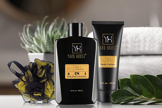 Bath and Body Gift Set for Men - Sandalwood Amber - Birthday, Christmas, Fathers Day Gifts From Wife Daughter Son for Husband, Dad - Relax Spa Kit w. Full Size Items in Deluxe Toiletry Bag-Velvo Beauty