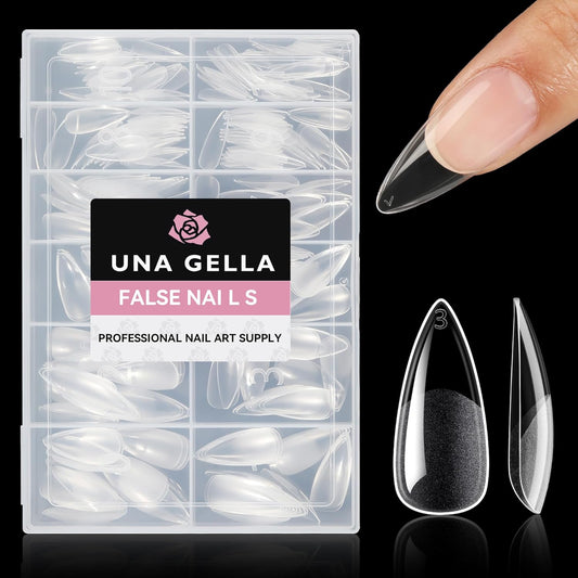 UNA GELLA Stiletto Gel Nail Tips: Full Cover 312Pcs No C Curve Halloween Stiletto Nail Tips Pre-buff Press On Nails Half Matte Almond Gel Tips for Nail Extension DIY Salon 12 Sizes-Velvo Beauty