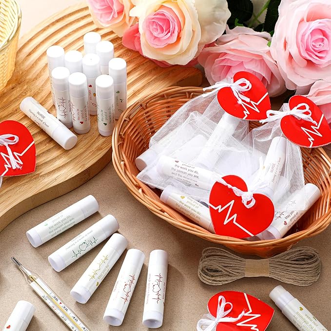 50 Sets Nurse Lip Balm Gifts Bulk Moisturizing Nurse Lip Balm with 50 Organza Drawstring Gift Bags 50 Tags Nurse Day Nurse Week Nurse Student Graduate Appreciate Gifts Bulk(Nurse)-Velvo Beauty