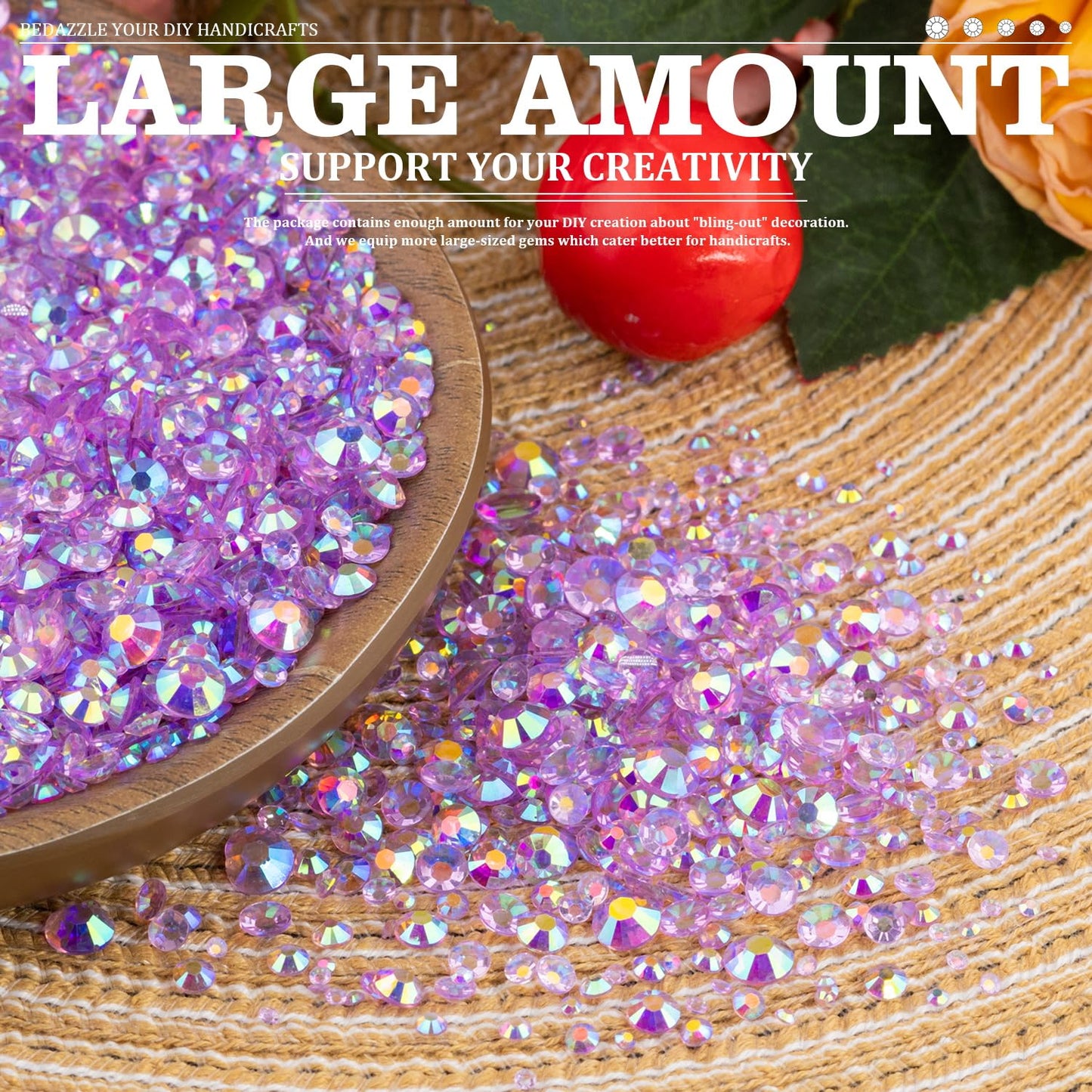 Resin Rhinestones Crafting, 2/3/4/5/6mm Flatback Jelly Rhinestones, 2 Boxes Transparent Lavender Purple AB Non Hotfix Gems for Bedazzling Crafts Mugs Tumblers Clothes Makeup Nail-Velvo Beauty