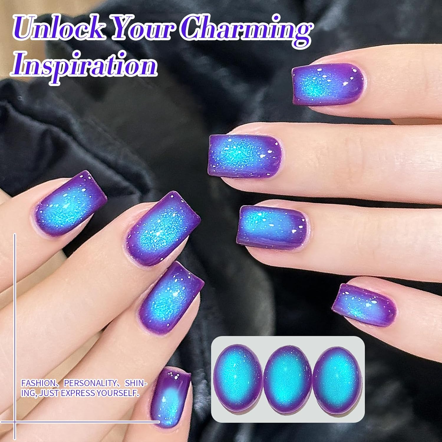 BORN PRETTY Cat Magnetic Eye Gel Nail Polish,Indigo To Violet Gradient Magnetic Gel Polish Blueberry Cat Magnetic Eye Gel Manicure Nail Art DIY 15ml-Velvo Beauty