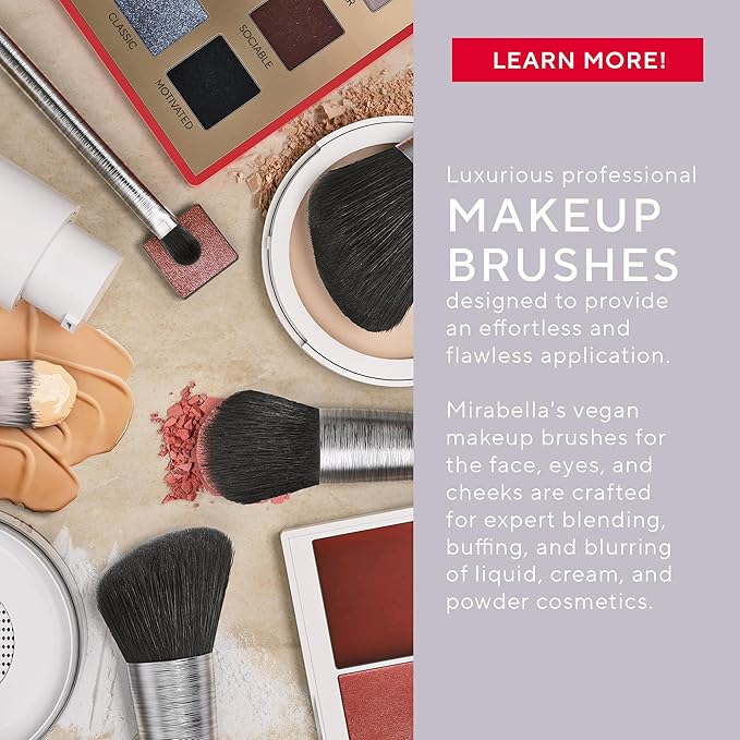 Mirabella Brushed Aluminum Professional Makeup Brush - Foundation Brush-Velvo Beauty