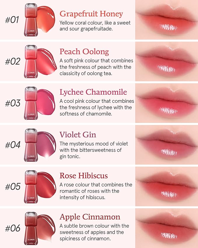 THESAEM Saemmy's Ade Shot Tint (01, 06) - Korean Lip Titnt, Water Gel Lip Stain with Plump Glowy Moisturizing Finish, Buildable Radiant Gloss, Long-Lasting Comfort, 0.1 fl.oz.-Velvo Beauty