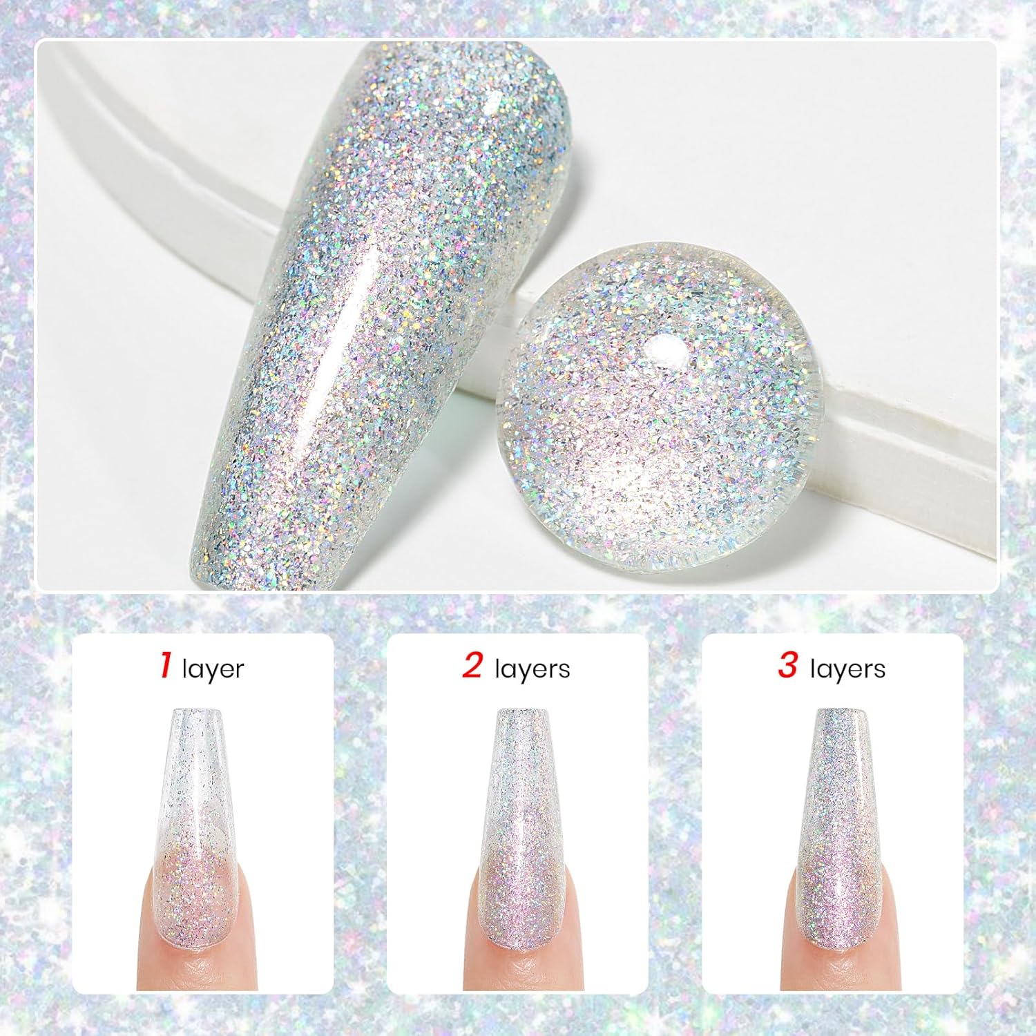MIZHSE Rainbow Glitter Nail Polish, Quick Dry Iridescent Nail Polish, 15 ml 0.5 fl oz High Glossy Sparkle Shiny Nail Pigment Oil-based Nail Lacquer Nail Art Salon Manicure Home-Velvo Beauty