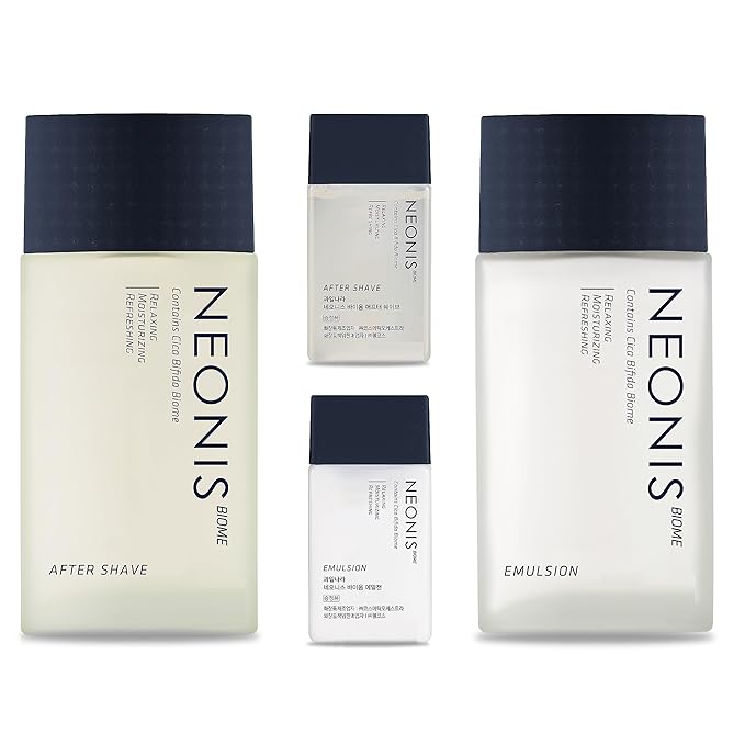 WELCOS Kwailnara NEONIS Aftershave 5.07 Fl oz & Emulsion 5.07 Fl oz with Convenient 1 Fl oz Travel Sizes Each | Gift Set | Korean Men's Skincare-Velvo Beauty