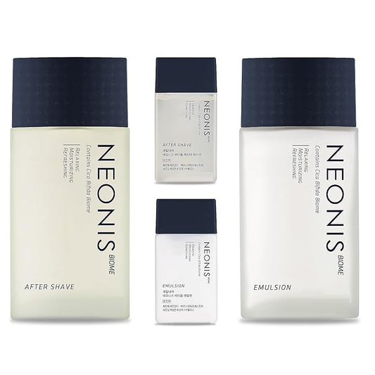 WELCOS Kwailnara NEONIS Aftershave 5.07 Fl oz & Emulsion 5.07 Fl oz with Convenient 1 Fl oz Travel Sizes Each | Gift Set | Korean Men's Skincare-Velvo Beauty