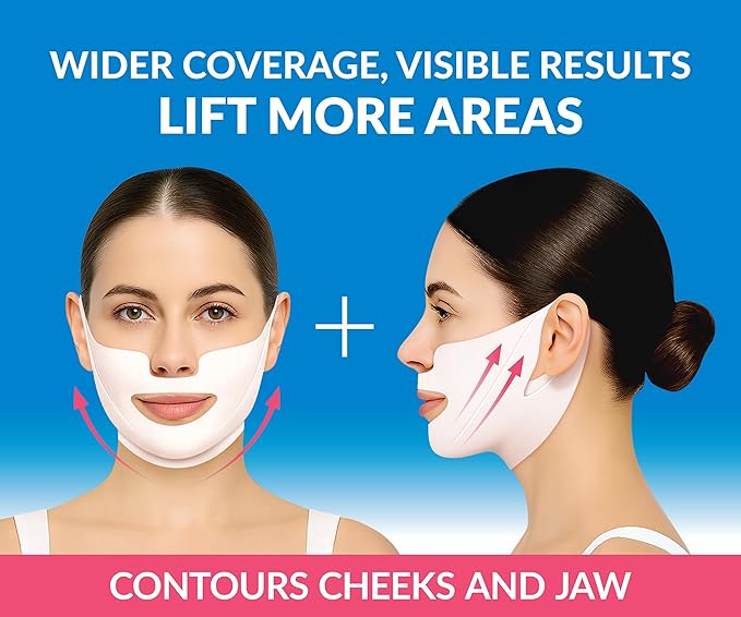 Stylia MaxiLift V-Line Lifting Collagen Face Mask – Enhanced Double Chin Reducer – Jawline Shaper Face Lifting Masks – Firming Neck Lift Collagen Mask – Chin Strap for Sleeping – Hyaluronic, Aloe 10PC-Velvo Beauty