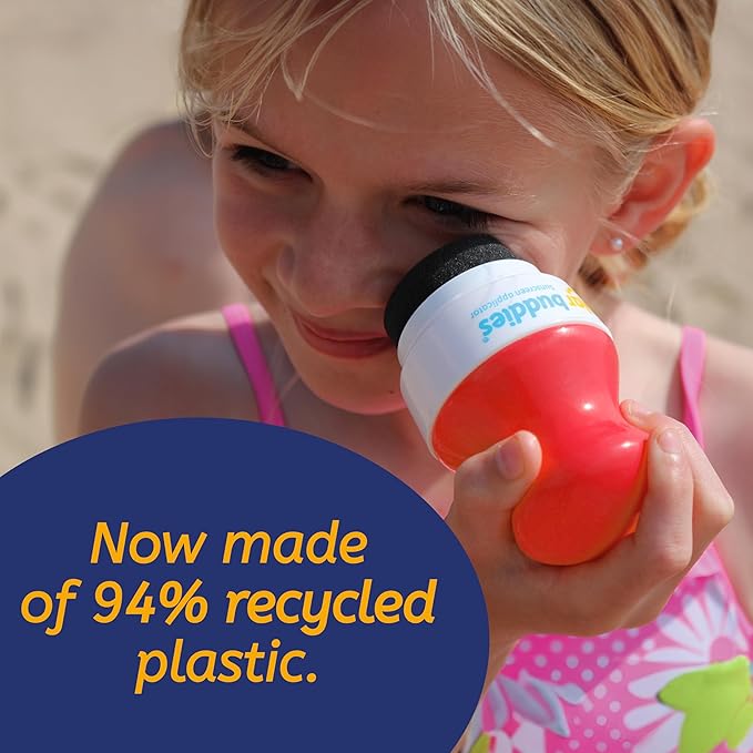 Solar Buddies Sunscreen Applicator - Single Red - Refillable Roll on Sponge Sunscreen, Suncream & Lotion Applicator For Kids, Adults & Families - Holds 3.4fl oz, Perfect Size for Travel-Velvo Beauty