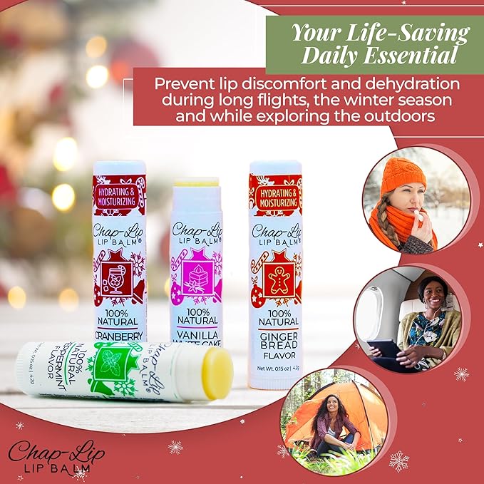 100% Natural Lip Balm Set - Beeswax Natural Christmas Gifts for Her - Ideal Gift for Women - Lip Moisturizer for Dry Lips, Cocoa Butter - Petroleum Free Pack of 8-Velvo Beauty