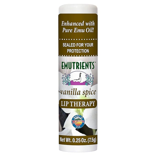 Montana Emu Ranch - Lip Therapy Lip Balm 0.25 Ounce - Vanilla Spice Flavor - Enhanced with Pure Emu Oil-Velvo Beauty