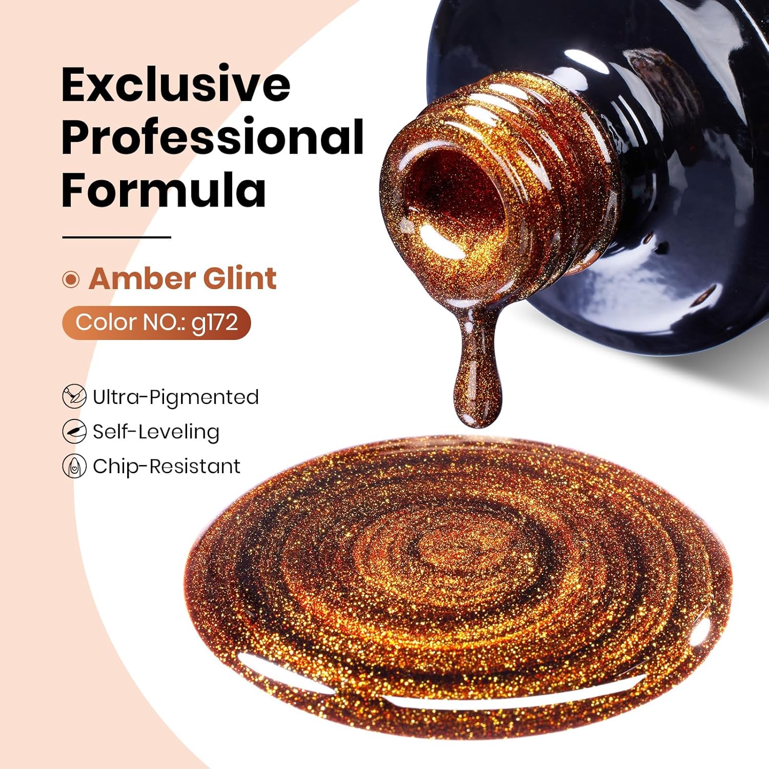 Beetles Brown Cat Eye Gel Nail Polish - Amber Glint Cat Eye Gel Polish, 15ML Fall Brown Gold Powder Magnetic Glitter Gel Polish Soak Off UV French Nail Art Salon DIY Manicure Gift for Women-Velvo Beauty