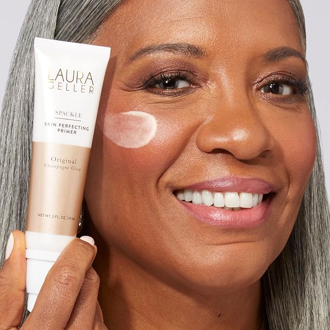 LAURA GELLER NEW YORK Spackle Primer - Champagne Glow - Super-Size 2 Fl Oz - Hyaluronic Acid Makeup Primer for Mature Skin-Velvo Beauty