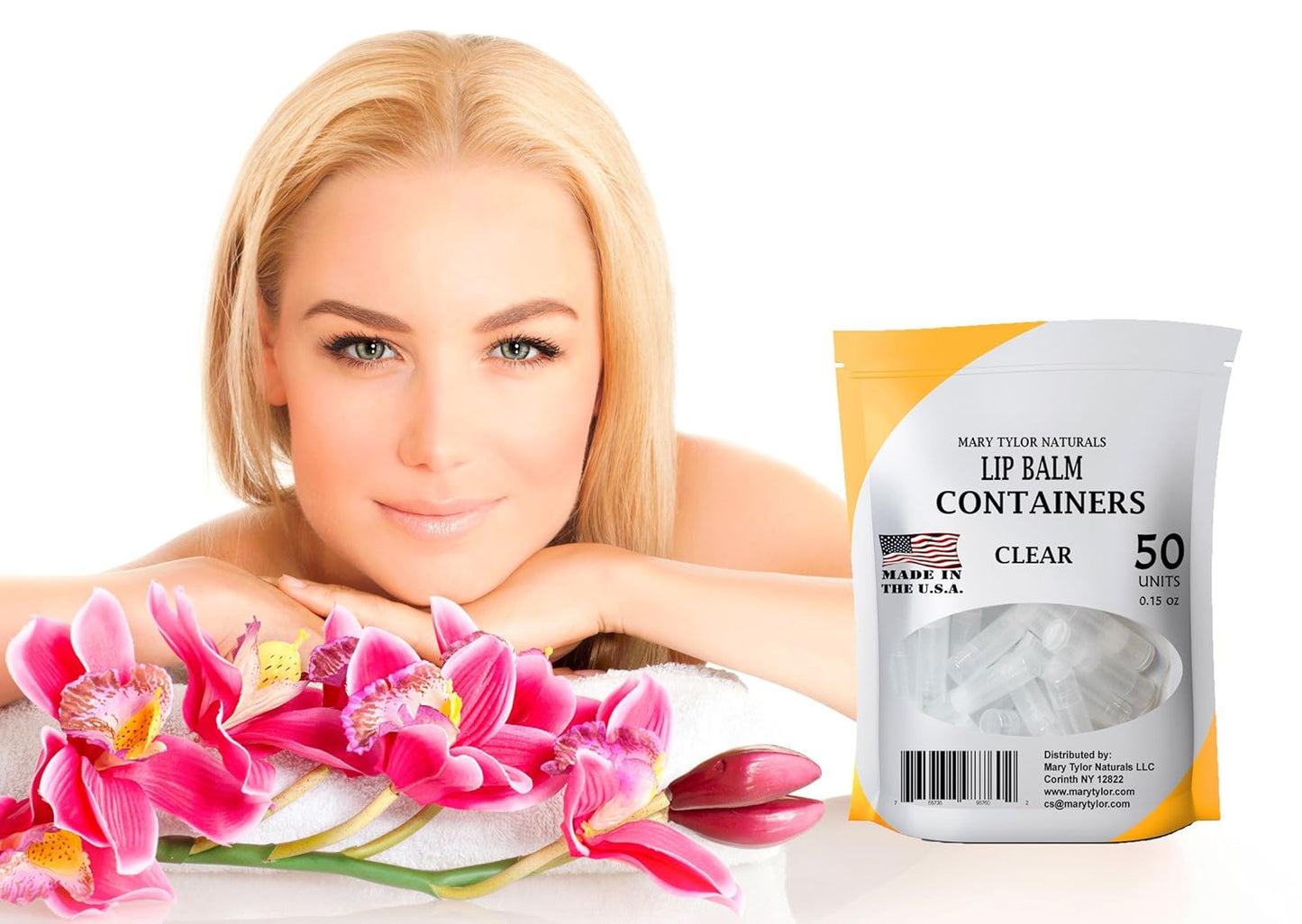 50 Clear Lip Balm Containers Round Tubes, BPA Free, Made in USA, 100% BPA Free, with Clear Caps For DIY Lipstick, homemade Lip Balms by Mary Tylor Naturals-Velvo Beauty