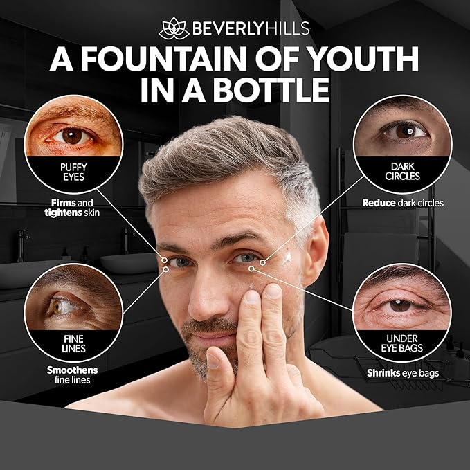 Beverly Hills Mens Instant Facelift and Eye Serum Treatment for Dark Circles, Puffy Eyes, and Wrinkles-Velvo Beauty