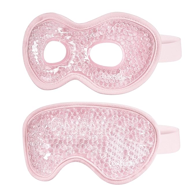 Luxtude Gel Eye Mask 2PCS, Reusable Cooling Eye Masks for Sleeping, Hot Cold Eye Ice Pack Sleep Mask, Frozen Cold Eye Compress for Puffiness/Dark Circles/Headaches/Dry Eyes/Stress Relief (Pink)-Velvo Beauty